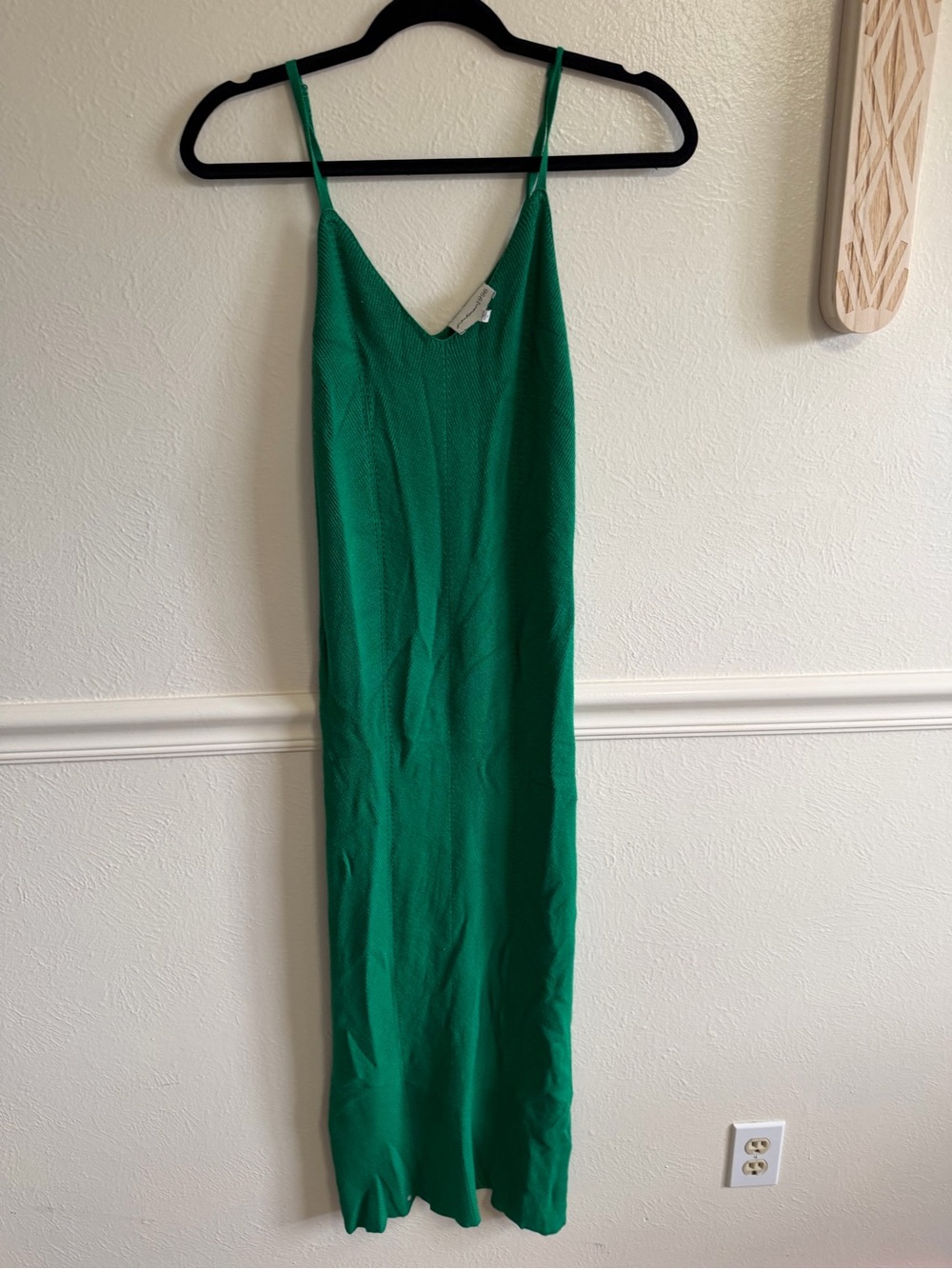 Green Slip Midi Dress with Spaghetti Straps